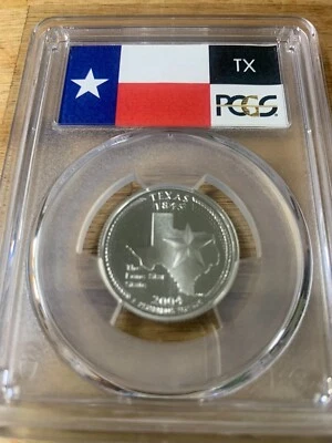 2004 S Silver Texas State Quarter Proof PR70 DCAM PCGS Flag Label - Image 1 of 4