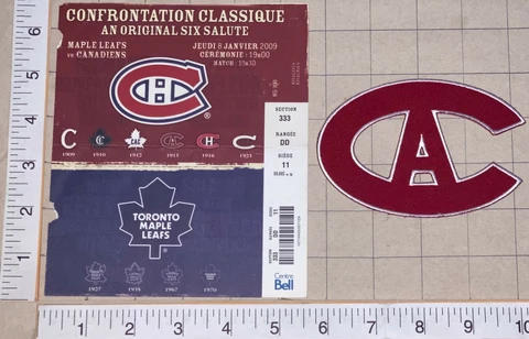 CENTENNIAL MONTREAL CANADIENS vs  TORONTO MAPLE LEAFS NHL HOCKEY PATCH & TICKET Cover