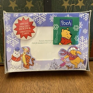 Disney Winnie the Pooh Christmas Holiday Photo Holder 20 Greeting Cards NOS - Picture 1 of 8