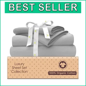 Durable Cloud Grey Organic Cotton Sheet Set - Perfect Fit for Twin XL Mattresses - Picture 1 of 11