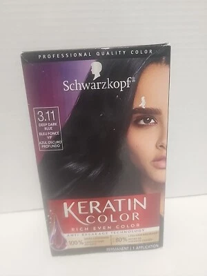 Color de cabello permanente Schwarzkopf Keratin Color 3.11 azul oscuro profundo anti rotura Foto 1 de 4