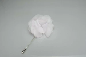 Men's Lapel Pin Flower White Boutonniere Brooch Stick Grooms Wedding - Picture 1 of 1