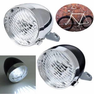 3 LED Retro Bicycle Headlamp Front Tail Lamp Chrome Visor Headlight ABS Metal BU - Picture 1 of 8
