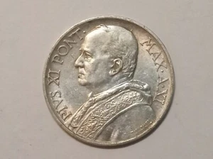 Vatican City- Pius XI: 5 Lire  1932 Silver  KM#7 -  xf - Picture 1 of 2