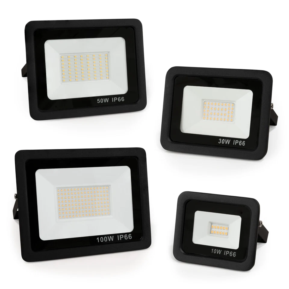 10-100W extra flacher LED Fluter SLIM 230V Hof Garten Außen-Strahler Lampe flach - Bild 1 von 1