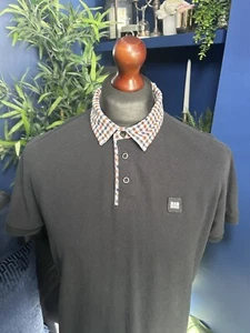 Weekend Offender Costa House Check Polo Shirt SS Black Mens Large Terraces - Picture 1 of 5