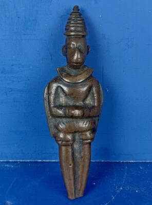 PEQUEÑA ESCULTURA ANTIGUA DE DEIDAD HINDÚ DE BRONCE CAMBOYANO DOBLE CARA Foto 1 de 4