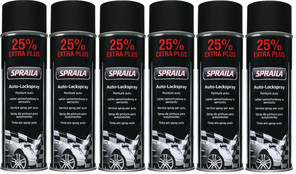 Schwarz Matt Lackspray  6 x 500ml Sprühlack Spraila Spraydose Autolack 300921 - Bild 1 von 1