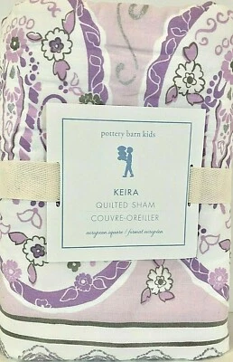 NUEVO Pottery Barn Kids Keira Paisley Euro Almohada Acolchada Falsa, Lavanda, Cisne Foto 1 de 2