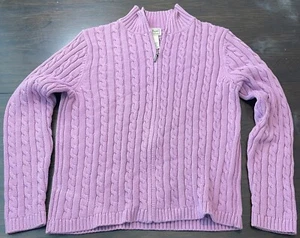L.L. BEAN FULL ZIP PURPLE CARDIGAN SWEATER WOMENS MEDIUM REGULAR HONG KONG MADE - Picture 1 of 9