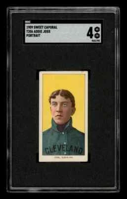 1909-11 T206 Addie Joss Portrait Sweet Caporal SGC 4 VG EX Cleveland Naps HOF - Image 1 of 3