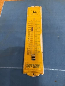 VINTAGE John Deere Metal Ad Wall Thermometer Nothing Runs Like A Deere - Picture 1 of 2