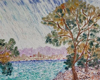Tableau #Pluie, Antibes (2023) Huile sur Toile (33x41 cm) François Martigné - Photo 1/4