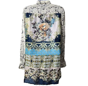 Anthropologie Tunic Top Shirt M Sheer Rose Floral Aratta Silent Journey POCKETS - Picture 1 of 12