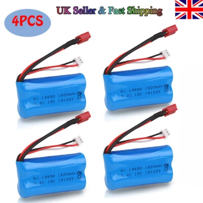 CRAZEPONY 4x 7.4V 1500mAh 15C Lipo Battery for WLtoys 4WD Rc Cars 12403 12401 12402 12404