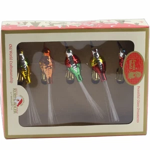 Kurt Adler Early Year Christmas Ornaments Clip On Glass Birds Set of 5 - Picture 1 of 2