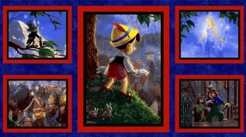 Pinocchio Wishes Upon A Time Quilt Panel Cotton Fabric - Image 1 of 1