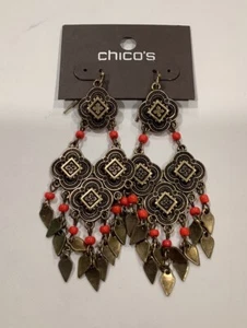 Chico’s Gold / Orange Gold Earrings NWTS - Picture 1 of 2