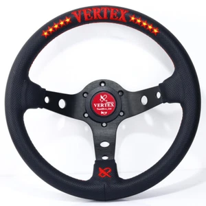 VERTEX 13'' Red&Yellow Embroidery Deep Dish Car Drift Rally Steering Wheel - Picture 1 of 6