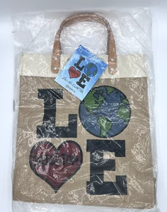 NWT Brighton Collectibles Love The Earth Tote Bag Limited Edition Jute Canvas - Picture 1 of 7