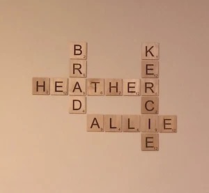 PERSONALIZED LASER CUT LARGE WALL  ART SCRABBLE TILES FINISHED WOOD 3.5x3.5 - Picture 1 of 7