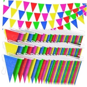 Colorful Pennant Banner Flags Multicolor Bunting String Triangle Flags Bulk, - Picture 1 of 8