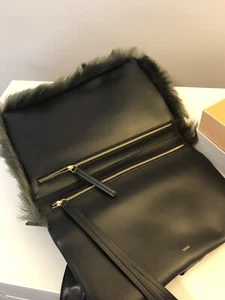 VASIC Clutch Black Leather & Faux Fur Bucket Bag - Picture 1 of 8
