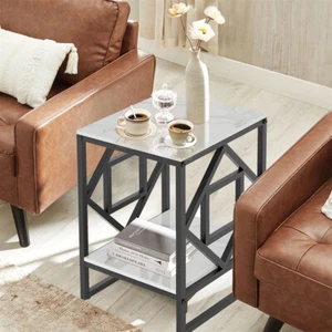 Kleiner Couchtisch Beistelltisch aus weißem Marmor Sofatisch Nachttisch Balkon - Bild 1 von 8