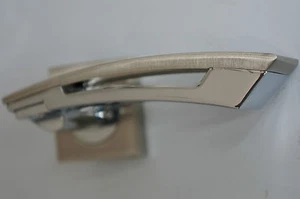 Internal/External Door Handle Brushed and Chrome Finish on Square Rose - Picture 1 of 10