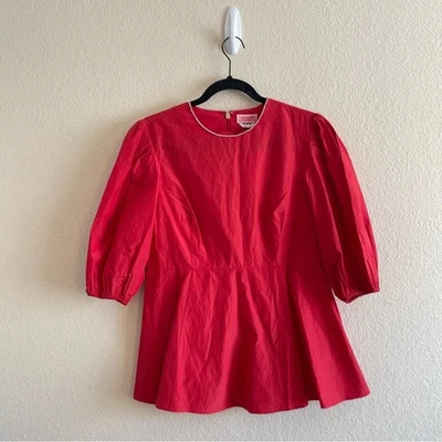 Новый с Ярлыками Kate Spade со стразами воротник Топ в красный пеплум шелковая смесь женщин размер 8 - Изображение 1 из 4