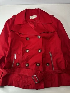 Michael Kors Red Trench Coat Size Medium - Picture 1 of 13