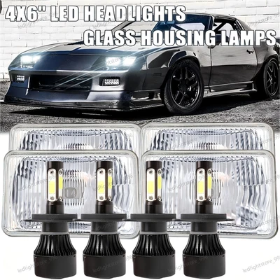 4 PIEZAS 4x6" Faros LED haz alto/bajo-para Chevy Camaro 1982-1992 Caprice El Camino Foto 1 de 4