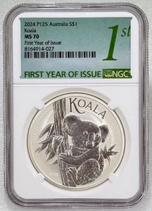 2024 $1 Australia Koala 1 oz Silver NGC MS70 King Charles First Year of Issue! - Picture 1 of 3