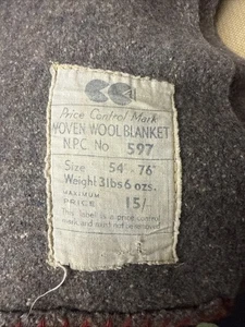 1940’s Original Cc41 Grey Blanket Wool Vintage In Brillant Condition - Picture 1 of 5