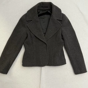 Theory Women Boucle Jacket Coat Size 10 Charcoal Gray Wool Blazer Lined - Picture 1 of 19