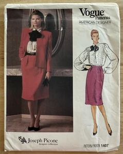 Vogue Patterns American Designer Joseph Picone 1407 Misses Jacket Skirt Top Sz 8 - Picture 1 of 4