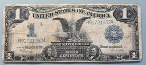 1899 One Dollar Silver Certificate $1 Large Size Heavily Circulated #96244 - Foto 1 di 2