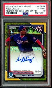 2024 Bowman Chrome Gold Mini-Diamond Refractor Angel Feliz /50 AUTO PSA 10 - Picture 1 of 2