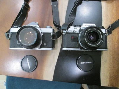 Olympus FILM 2 Cameras: OM-1 & OM-10 lot w/ extra lenses clean! - Image 1 of 4