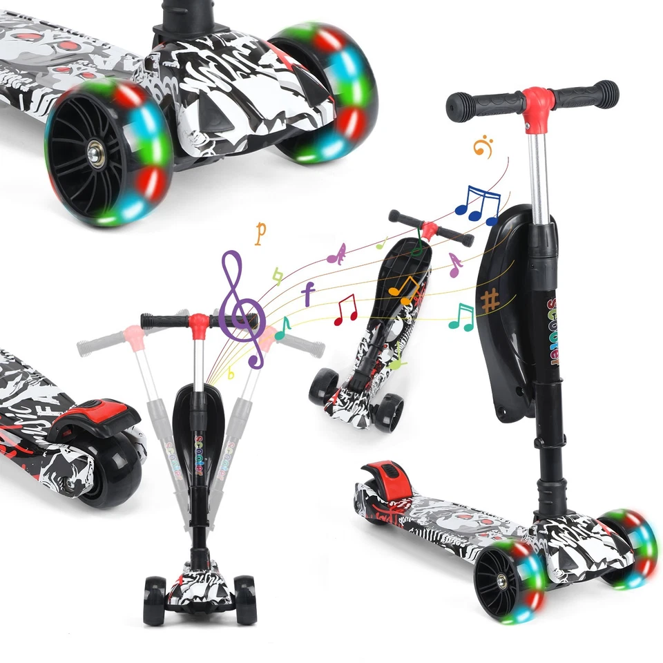 Faltbar Kinderscooter Kinder Roller Dreiradscooter Scooter Cityroller, LED Räder - Bild 1 von 4