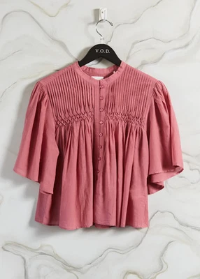Isabel Marant Etoile Womens Destiny Pleated Cotton Viscose Blouse Tunic Top S 34 - Image 1 of 4