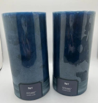 Juego de 2 velas de pilar perfumadas Pier 1 Imports OCEANS 3x6 •NUEVAS• selladas• D/C Foto 1 de 4