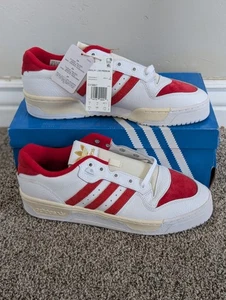 Size 10.5 Men's Adidas Rivalry Low Premium GY5867 Red/White Lace Up Sneaker Shoe - Picture 1 of 9