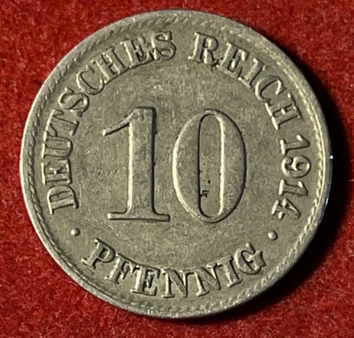 Germany 10 Pfennig 1914 A Copper-Nickel Coin KM#12 T8223 - Image 1 of 2