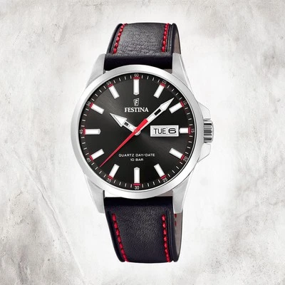 Festina Pelle Orologio da Uomo F20358/4 Polso Marrone Scuro Classico UF20358/4 - Immagine 1 di 4