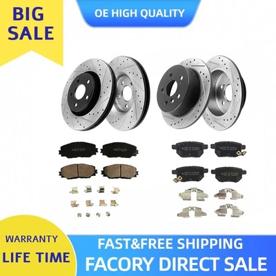 Front Rear Drilled Disc Rotors Brake Pads for Toyota Corolla Matrix Pontiac Vibe Foto 1 de 4