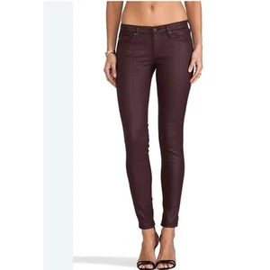 AG Adriano Goldshmied burgundy coated faux leather legging ankle skinny pants 30 - Picture 1 of 10