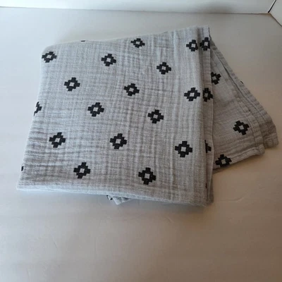 Aden + Anais Muslin Swaddle Blanket Square 43x43 Gray Black Cotton Baby Wrap - Image 1 of 4