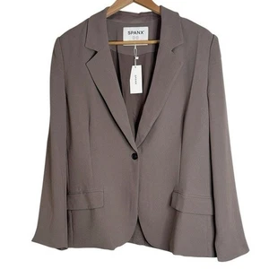 Blazer chaqueta SPANX Carefree satinado espalda crepé humo/taupe talla 1X - Imagen 1 de 12