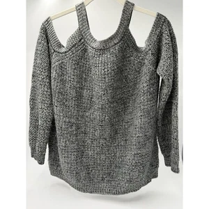 Cozy Casual Women's Cold Shoulder Soft Stretchy Knit Gray Sweater Size M/L #32 - Picture 1 of 4